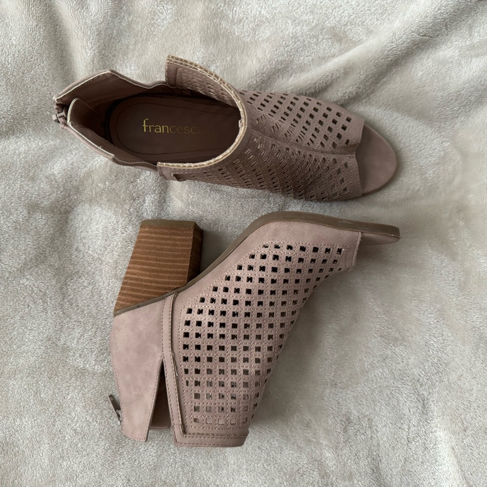 Peep Toe Heeled Booties